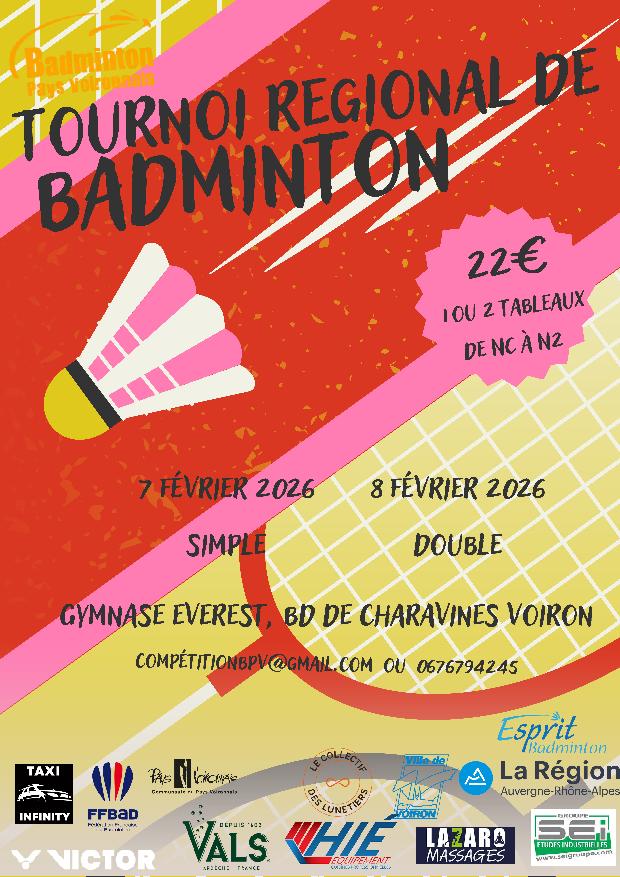 7 eme edition de simple et double du badminton du pays Voironnais
